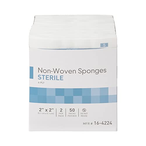 SurgiMac Non-Woven Sponges, 2x2 inch Sterile, Nonwoven Gauze, 4-Ply, Polyester/Rayon, 2-Pack miniatura 2