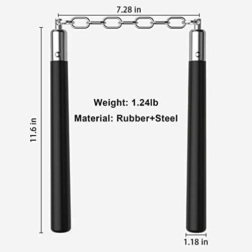 Zalani Nunchucks - Safe Solid Rubber Training Nunchucks/Nunchakus With Steel Chain, Suitable For Adults, Professionals To Perform, Practice, Exercise (Black) #TOP4