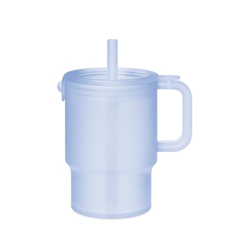Image of Olababy Clear Sense Silicone Tumbler with Handle & Straw 11 oz, Toddler & Kids Spill Proof Sippy Cup, Leak Resistant, BPA Free Baby Cup, Cupholder Compatible Travel Quencher (Blueberry, 1 PK)