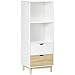 Produktbild HOMCOM Bücherregal mit 2 Fächern, 2 Schubladen, Aufbewahrungsregal Bücherschrank Standregal mit Holzbeinen für Wohnzimmer, Arbeitszimmer, Modern, Weiß+Natur, 48 x 40 x 131cm