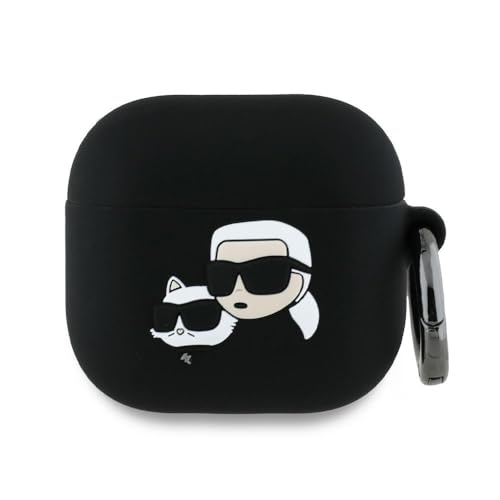 Étui AirPods 4 Karl Lagerfeld silicone antichoc design 3D noir