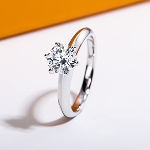 Moissanite Ring, 0.5/1/1.5/2/2.5/3CT Round Brilliant Cut Six Prong Solitaire Gold Plated 925 Sterling Silver Engagement Promise Wedding Rings for Women with Certificate3
