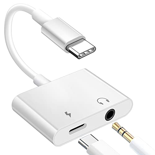 イヤホン変換アダプター USB C Type C イヤホン変換アダプター ジャック2 in 1USB Cイヤホンアダプタ、イヤホンオーディオと充電器はソニーXperia 5、ミニGoogle pixel 3/3 XL、サムスンとXperia XZ 2に対応
