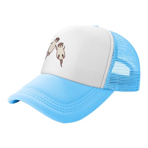 Happy Otter Lightweight Mesh Baseball Hat Fishing Sun Cap Outdoor Casual Cap Sky Blue
