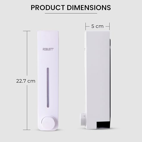 Image of Robustt Stylish Wall Mounted Liquid Soap Dispenser 360ML (White, Pack of 10) - with Adhesive Hooks | Easy Installation for Bathroom & Kitchen - Durable ABS Material, Sleek Design