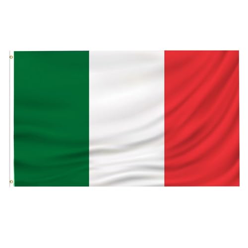 Italienische Flagge Hochwertige Nationalflagge 90 x 150 cm mit Messingösen Für den Innen- und Außenbereich Wetterfest und aus 100% Polyester Ideal für alle Italiener