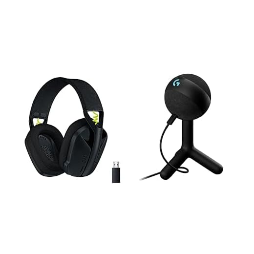 Logitech G435 Lightspeed Wireless Gaming Headset + Yeti Orb RGB Gaming Microphone with LIGHTSYNC, USB Mic - Black