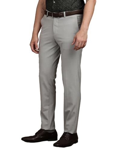 Image of Turtle Men 4 Way Stretch Slim Fit Dobby Structure Flat Front Casual Chinos - Flexible Smart Casual Trousers for Men