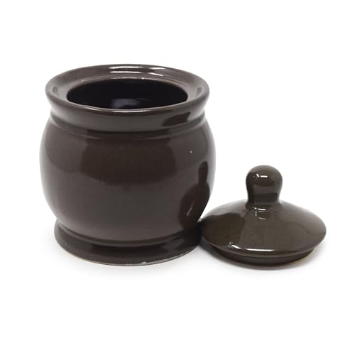 Image of The Himalayan Goods Company 300 ml Ceramic Handi, Utility Box, Tea Coffee & Sugar, Spice, Pickle & Salt Pepper Container (Rustic Brown)