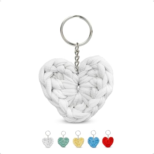 Kit de Lembrancinhas Chaveiro Coração Crochê em Fio de Malha (30, BRANCO)