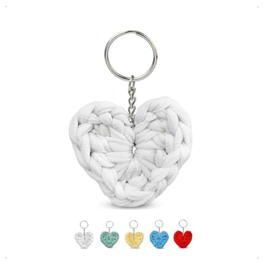 Kit de Lembrancinhas Chaveiro Coração Crochê em Fio de Malha (30, BRANCO)
