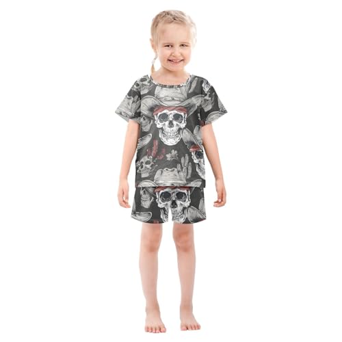ALAZA Cactus Sugar Skull Pajamas Short Sleeve 2 Piece Sleepwear Top and Bottom Pajama Set Unisex3