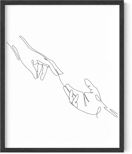 Minimalist Reaching Hands Wall Art Continuous Line Drawing Connection Symbol