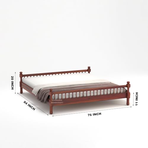 Image of Solid Sheesham Wood Dreamy Nights Bed for Bedroom and Home Furniture | Without Storage | Double Bed | Honey Oak Finish (King)
