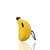 HJXFlying 適用 Airpods 4 ケース 可愛い 漫画 カバー キャラクター かわいい エアポッド 4 カバー ケースイヤーチップ シリコン おしゃれ を防ぐ アニメ 人気 萌え カラビナ付き - バナナ