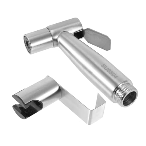 NUOBESTY 1set Handheld Stainless Steel Bidet Sprayer Kit High-Pressure Toilet Spray Gun Wall Mount and Hook Multi-Functional Bathroom Cleaning Tool for