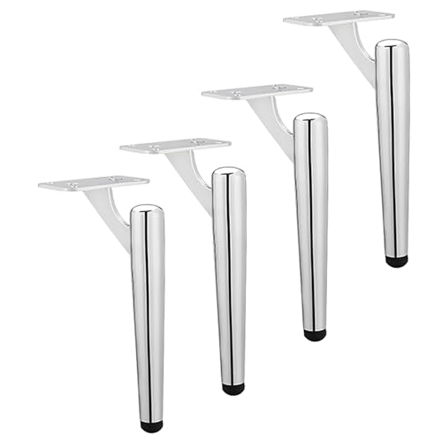 Metall-Möbelbeine, Set mit 4 runden Rohr-Tischbeinen für Sofa, Badezimmer, Schrank, Arbeitsplatte, verchromt, 35 cm Höhe