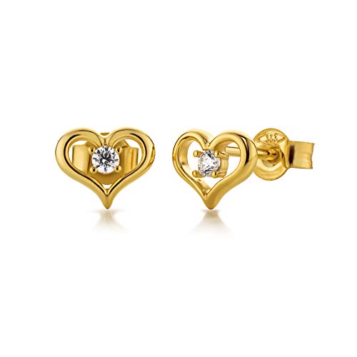 Boucles doreilles coeur en or LillyMarie anti allergie cristal