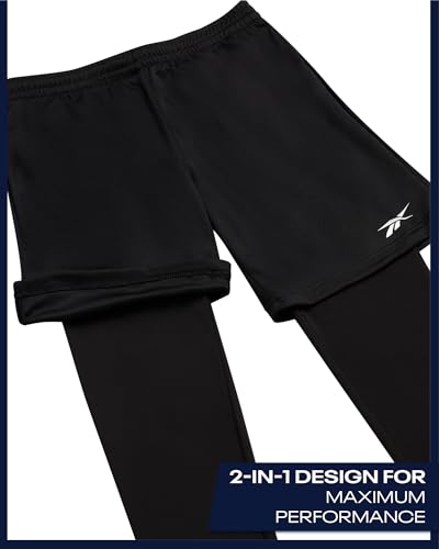 Reebok Boys Basketball Shorts - 2 Pack 2-in-1 Boys Athletic Shorts for Running with Compression Leggings Pockets & Drawstring4