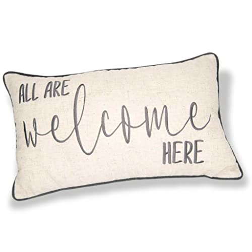 Known & Free All Are Welcome Pillow Cover Embroidered Front Porch Decor Farmhouse Porch Pillow Welcome Lumbar Pillow Cover 12X20 Pillow Cover Welcome Decor Entryway Decorative Welcome Quote #TOP16