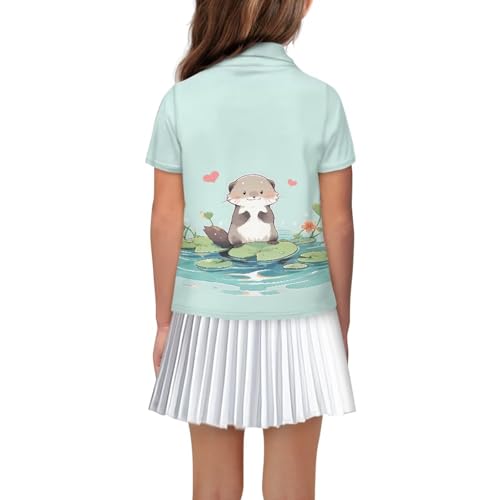 Tongluoye Short Sleeve Polo Shirt for Girls Athletic Tennis Top Button Down Elastic Tops2