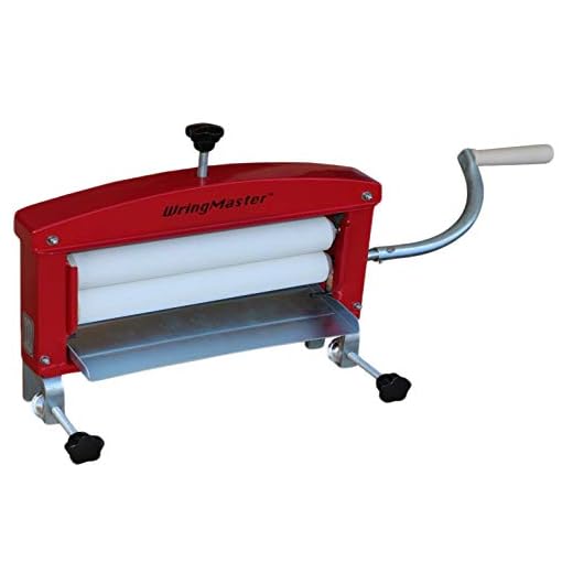 WringMaster Clothes Wringer Hand Crank - Extra Wide 14" Rollers - for Home, Boating, Camping, Laundry Dryer (Red)