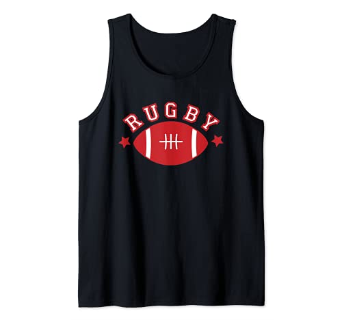 Rugby Ball Design Tank Top, Black