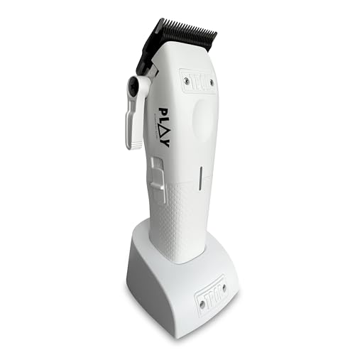 Image of TPOB Professional Barber Hair Clipper Play Mini White for Men 7500 RPM with White Rubber Grips