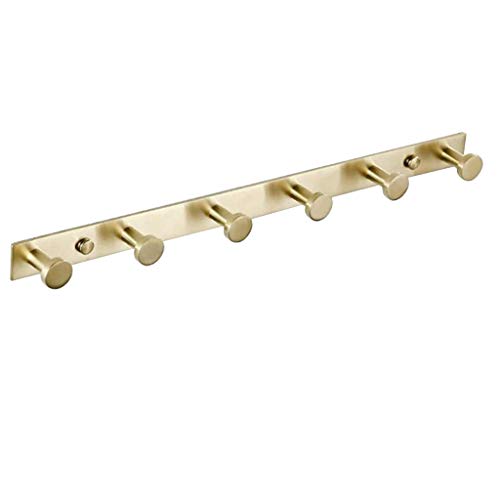 Preisvergleich Produktbild Edelstahl Kleiderhaken Wandhalter, schlichtes Design Handtuchhalter Schwarz Moderner Kleiderhaken für die Wandmontage, -6 Haken, Geeignet für Küche und Garderobe, Badezimmer, Wohnzimmer, Flur Gold