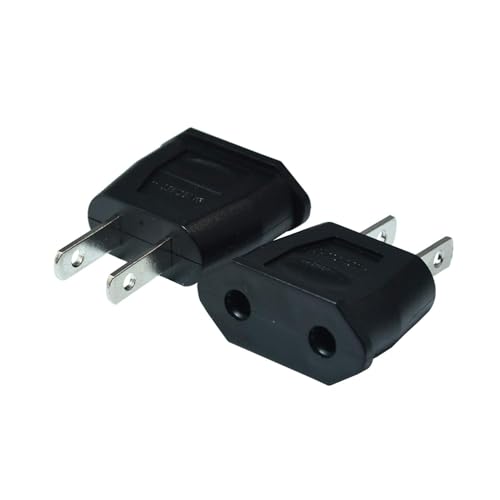 Socket Plug Adapter Europe EU Euro to US Travel Charger Black 2PCS