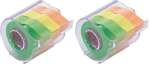 Image of Yamato RK-15CH-A Sticky Notes Memoc Roll Tape with Cutter, 0.6 inches (15 mm) x 32.8 ft (10 m) (Pack of 2)