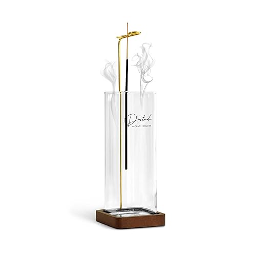 Incense Holder, Multi-Purpose Design Glass Incense Burner ash Catcher with Brass Incense Stick Holder for Home Decor Yoga Spa Madiation (Glass)