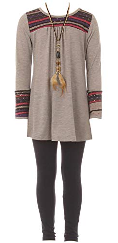 Image of 3 Pieces Top Legging Necklace Holiday Fall Winter Girls Pant Set 4-14