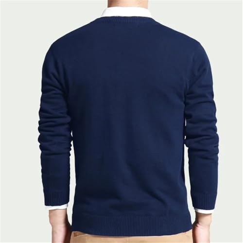 Bollrllr 2024 Spring Men's Warm Pullover Sweater Autumn V-Neck Loose Stretch Knitted Sweater Blue Asian Size XXL#Asian Size XXL3
