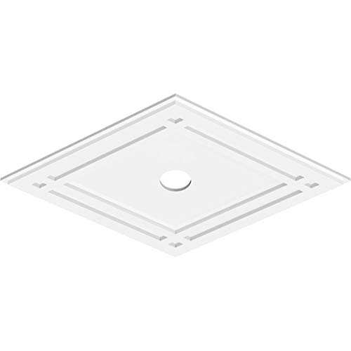Image of Ekena Millwork CMP34X22DD-03000 Diamond Architectural Grade PVC Contemporary Urethane Ceiling Medallions 34 inchW x 22 5 /8 inchH x 3 inchID x 12 inchC x 1 inchP