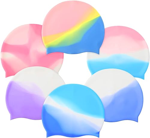 Silicone Swimming Cap, Unisex, Multi-Colour, One Size Fits All (Multicolor)