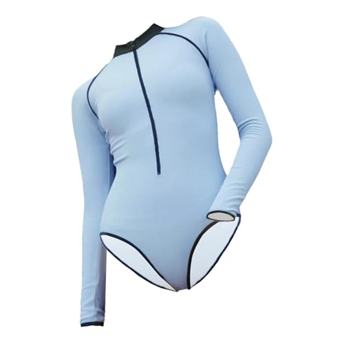 PEWETE レディース ワンピース水着 ウェットスーツ ラッシュガード ビーチ 水泳 ウォータースポーツ用, 青, XL