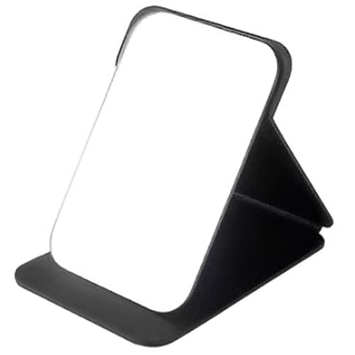 Shunshi Portable Folding Mirror 16.4 * 11.5cm Pocket Mirror Travel Makeup with Adjustable Stand Folding Tabletop with PU Leather Desktop Vanity for Office Desk Table