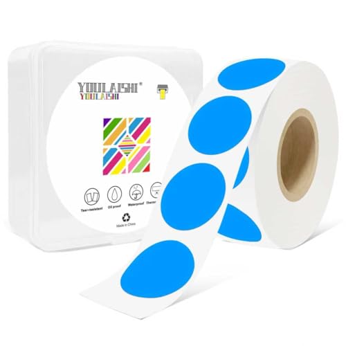 Autocollants ronds bleu fluo de 2,5 cm : lot de 1000 étiquettes