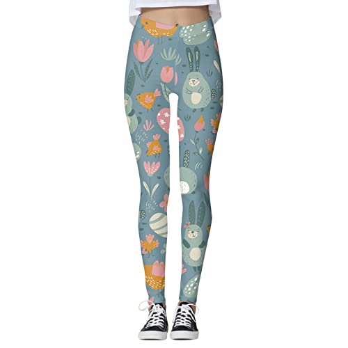 2024 High Waisted Yoga Pants for Women Girls Colorful Funny Easter Day Print Tummy Control Stretchy Workout Leggings Tights