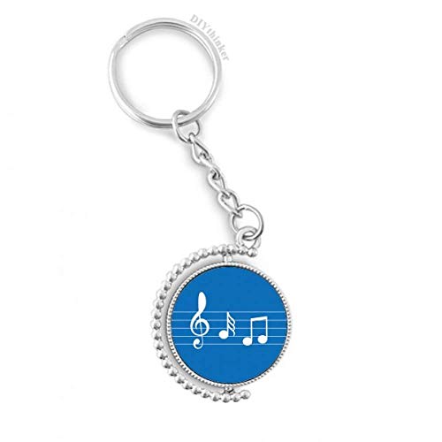Llavero giratorio azul con anillo resistente y diseño temático de música