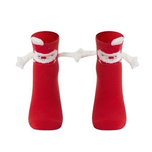 WEITAPYT Chaussettes Magnétique, Chaussette Aimantée de Noël, Chaussettes Magnétiques Main Dans la Main, ChaussettesMagnétiques Couple, Chaussette de Noël Douillettes, cadeau de Noel Unisexe (B)