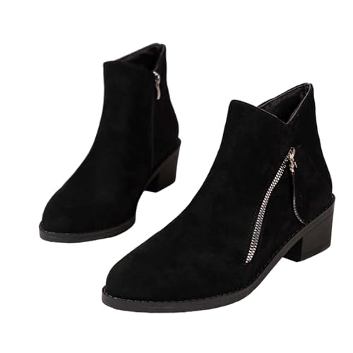 Bottes de cowboy en PU uni pour femme avec talon épais mi-long style western taille 40