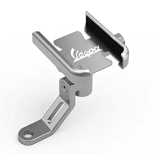 DSMBKS for Vespa LX LXV Sprint GTS GTV 50 150 250 300 300ie Accessories Motorcycle Handlebar Mobile Phone Holder GPS Stand Bracket,Mirror Holder Silver
