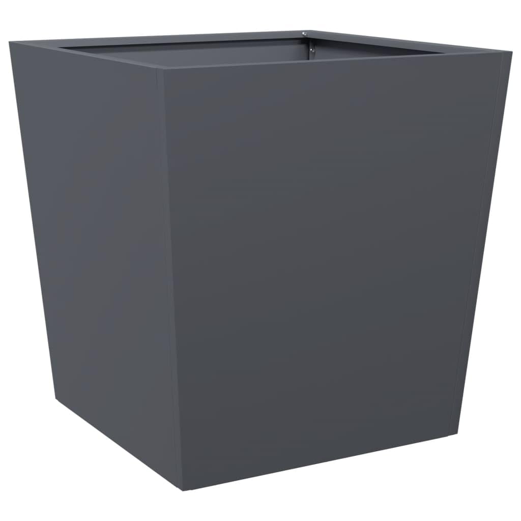 vidaXL Pflanzkübel 2 STK., Blumenkübel mit Boden, Pflanzkasten Pflanztopf für Garten Balkon Terrasse, Blumentopf Pflanzgefäß Blumenkasten, Anthrazit Stahl