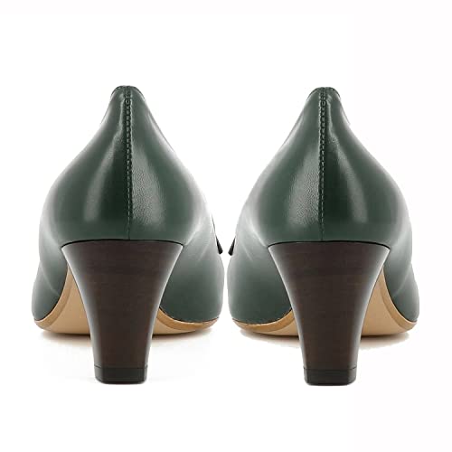 Image of LEHOOR Women Vintage Chunky Block Heel Pumps Shoes Square Pointed Toe Slip On Formal Office Work Business Loafers Shoes Suede Snakeskin Cone Heel Oxford Shoe Ladies Professional Chic Fall 4-11 M US