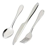 KLOUD City Silver Stainless Steel Set of 3-piece (Knife, Spoon, Fork) Flatware Sets (1 SET)