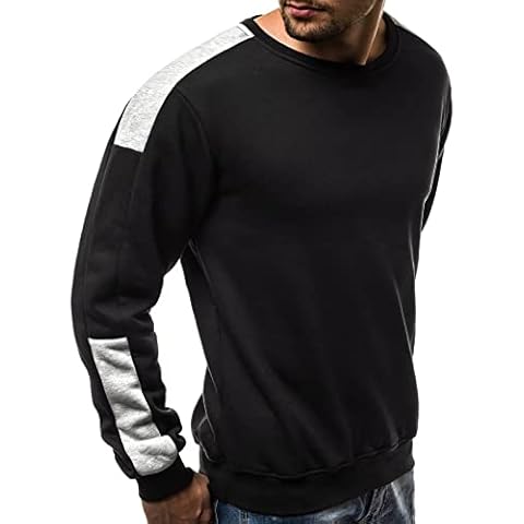 Men's Sweatshirts Casual Round Neck-Men's Sweatshirts No Hood Cotton Wool Pullover Black Cover