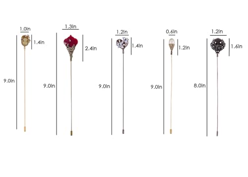 Image of Alilang 5Pcs Vintage Bendable Lapel Pins Classic Pin Brooches Set Accessories for Secure Styling on Hats, Scarves