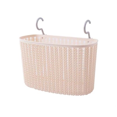 Riuuyyi 吊り下げバスケット フック付き 収納かご 小物入れ 通気性設計 小さな ぶら下げ収納バスケット 多用途 水切り ピンチバスケット 雑物収納 浴室収納 (ベージュ,l)